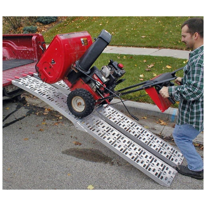 Black Widow Aluminum Folding Motorcycle Ramp Arched Plate, Dual Runner, Silver