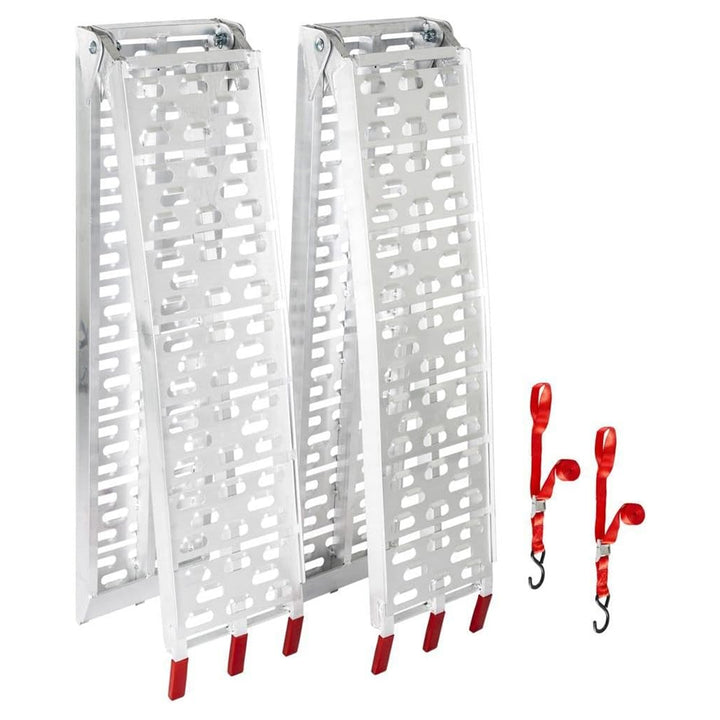 Black Widow Folding Motorcycle Ramp Arched Plate, Dual Runner, Silver (Open Box)