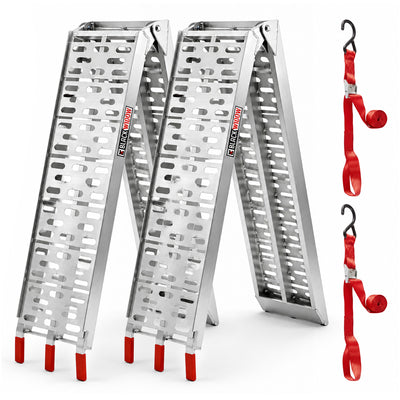 Black Widow Aluminum Folding Motorcycle Ramp Arched Plate, Dual Runner, Silver - VMInnovations
