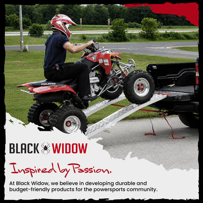 Black Widow Aluminum Folding Motorcycle Ramp Arched Plate, Dual Runner, Silver - VMInnovations