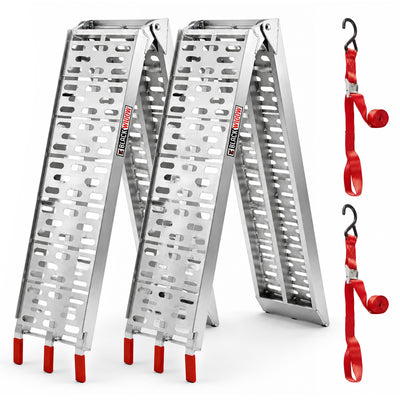 Black Widow Folding Motorcycle Ramp Arched Plate, Dual Runner, Silver (Open Box)
