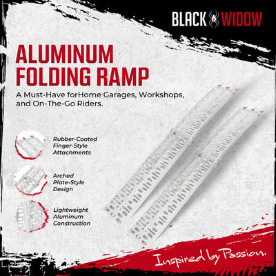 Black Widow Folding Motorcycle Ramp Arched Plate, Dual Runner, Silver (Open Box)
