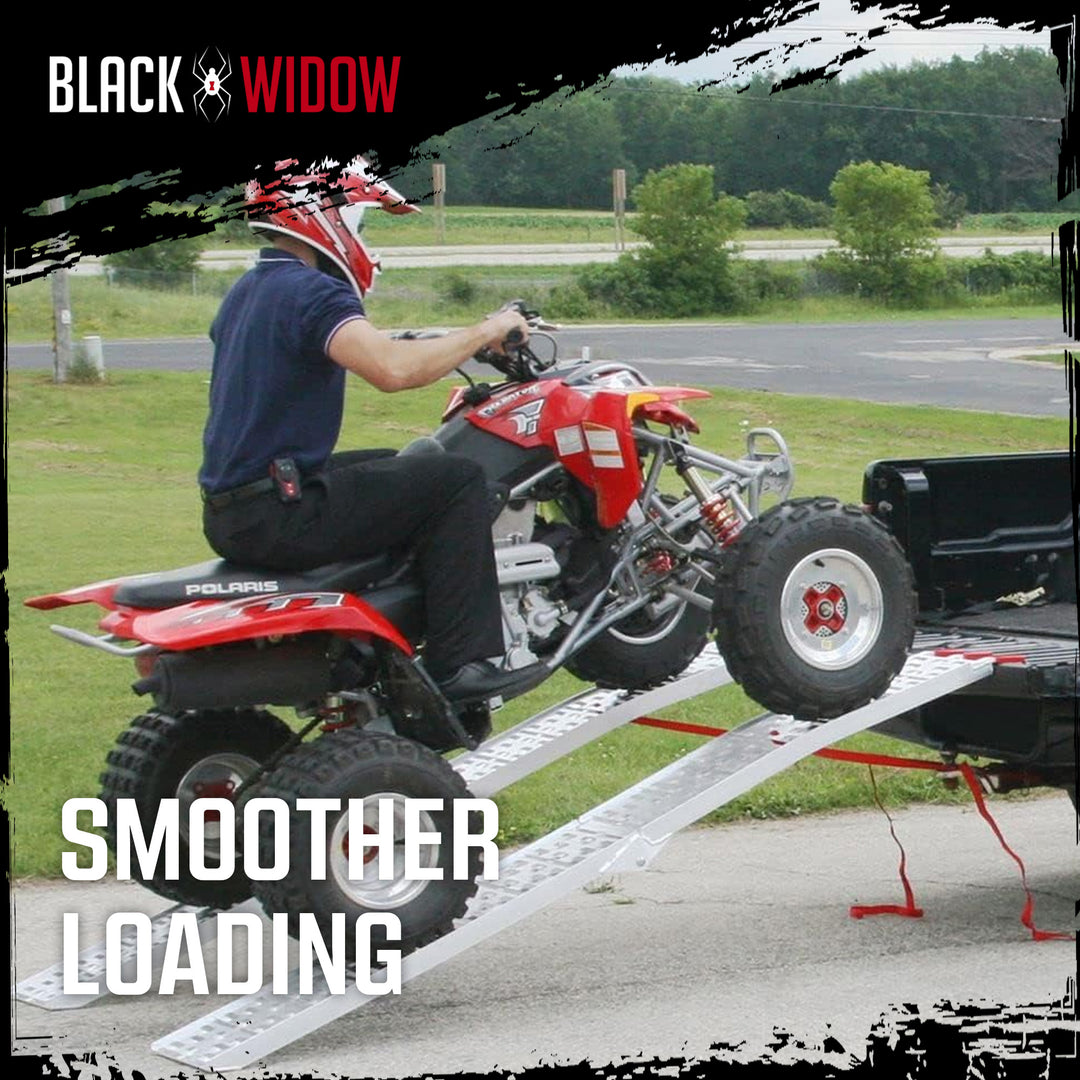 Black Widow Folding Motorcycle Ramp Arched Plate, Dual Runner, Silver (Open Box)