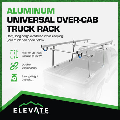 Elevate Outdoor Universal Over-Cab Truck Rack, Aluminum Cargo Carrier, 800Lb Cap