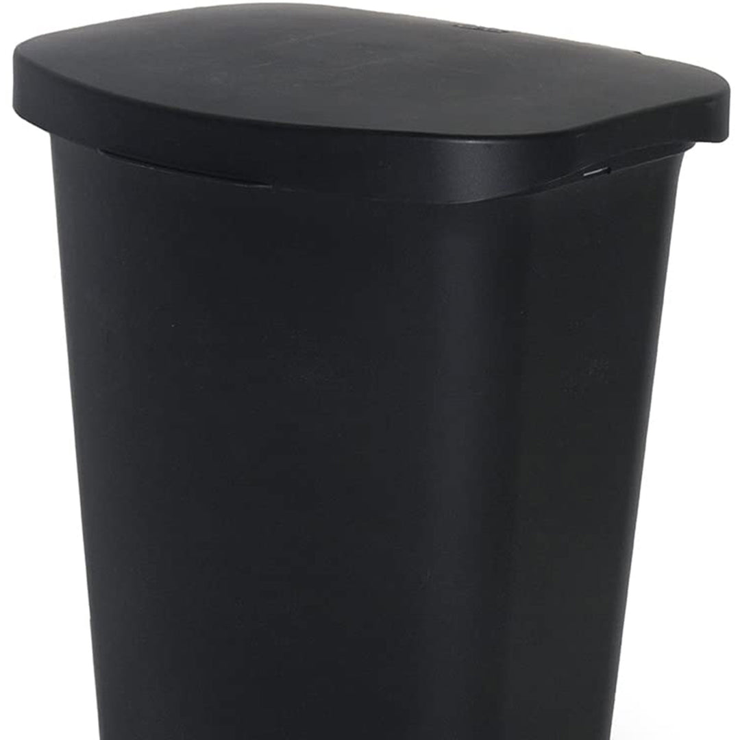 Glad Trash Can w/Lid, Foot Pedal & Garbage Bag Rings, 13 Gal, Black (Used)