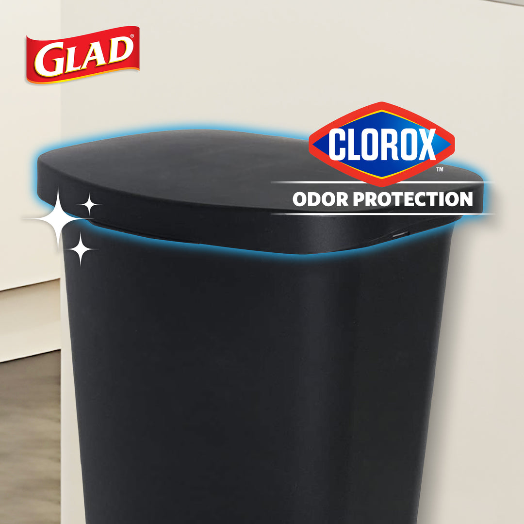 Glad Trash Can w/Lid, Foot Pedal & Garbage Bag Rings, 13 Gal, Black (Open Box)