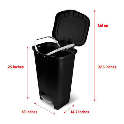 Glad Kitchen Trash Can with Lid and Garbage Bag Rings, 13 Gal, Black, 2 Pack