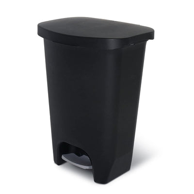 Glad Trash Can w/Lid, Foot Pedal & Garbage Bag Rings, 13 Gal, Black (Used) - VMInnovations