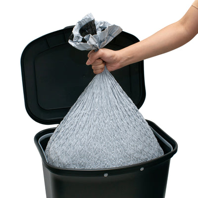 Glad Trash Can with Lid, Stainless Foot Pedal & Garbage Bag Rings, 13 Gal, Black