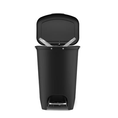 Glad Trash Can with Lid, Stainless Foot Pedal & Garbage Bag Rings, 13 Gal, Black