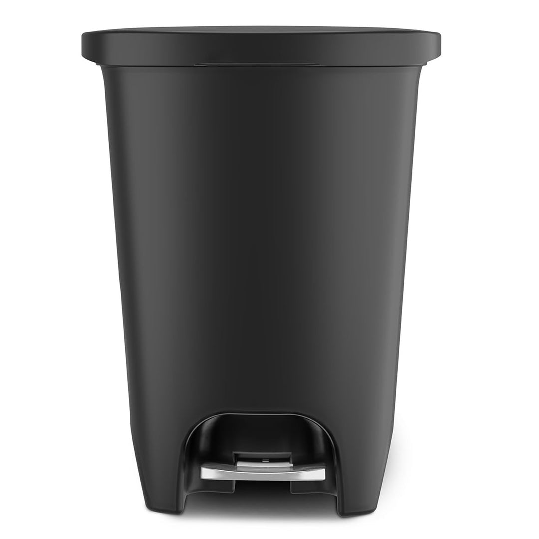 Glad Trash Can with Lid, Stainless Foot Pedal & Garbage Bag Rings, 13 Gal, Black