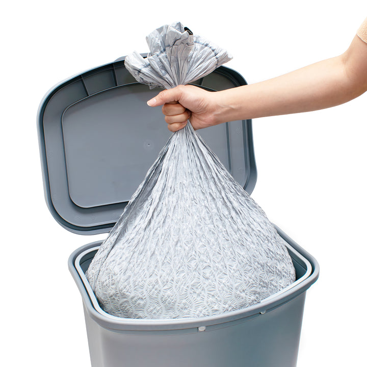 Glad Kitchen Trash Can with Lid, Foot Pedal and Garbage Bag Rings, 13 Gal, Grey