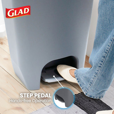 Glad Kitchen Trash Can with Lid, Foot Pedal and Garbage Bag Rings, 13 Gal (Used) - VMInnovations