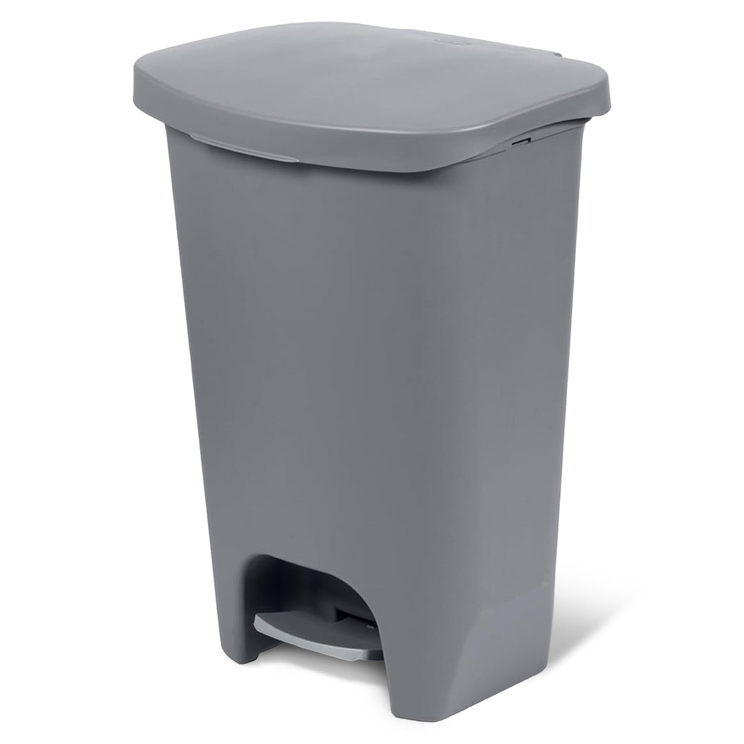 Glad Kitchen Trash Can with Lid, Foot Pedal and Garbage Bag Rings, 13 Gal, Grey