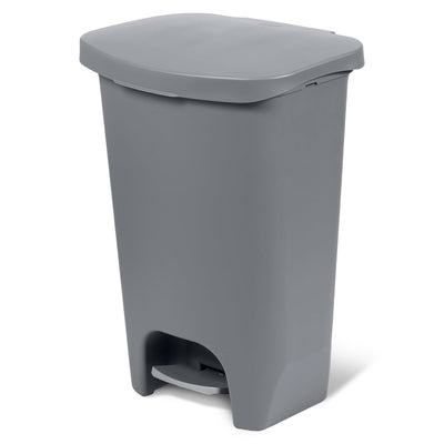 Glad Kitchen Trash Can with Lid, Foot Pedal and Garbage Bag Rings, 13 Gal, Grey - VMInnovations