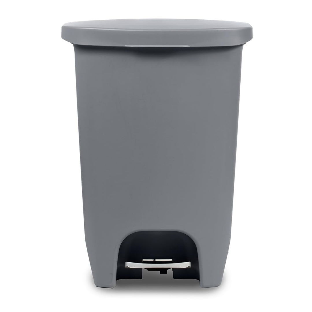 Glad Kitchen Trash Can with Lid and Garbage Bag Rings, 13 Gal, Grey, 3 Pack