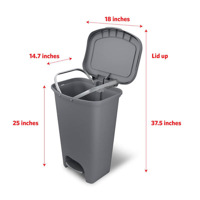 Glad Kitchen Trash Can with Lid and Garbage Bag Rings, 13 Gal, Grey, 3 Pack