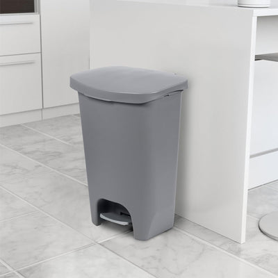 Glad Kitchen Trash Can with Lid and Garbage Bag Rings, 13 Gal, Grey, 3 Pack