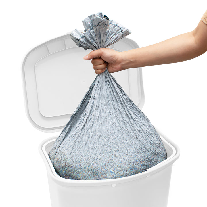 Glad Kitchen Trash Can with Lid, Foot Pedal and Garbage Bag Rings, 13 Gal, White