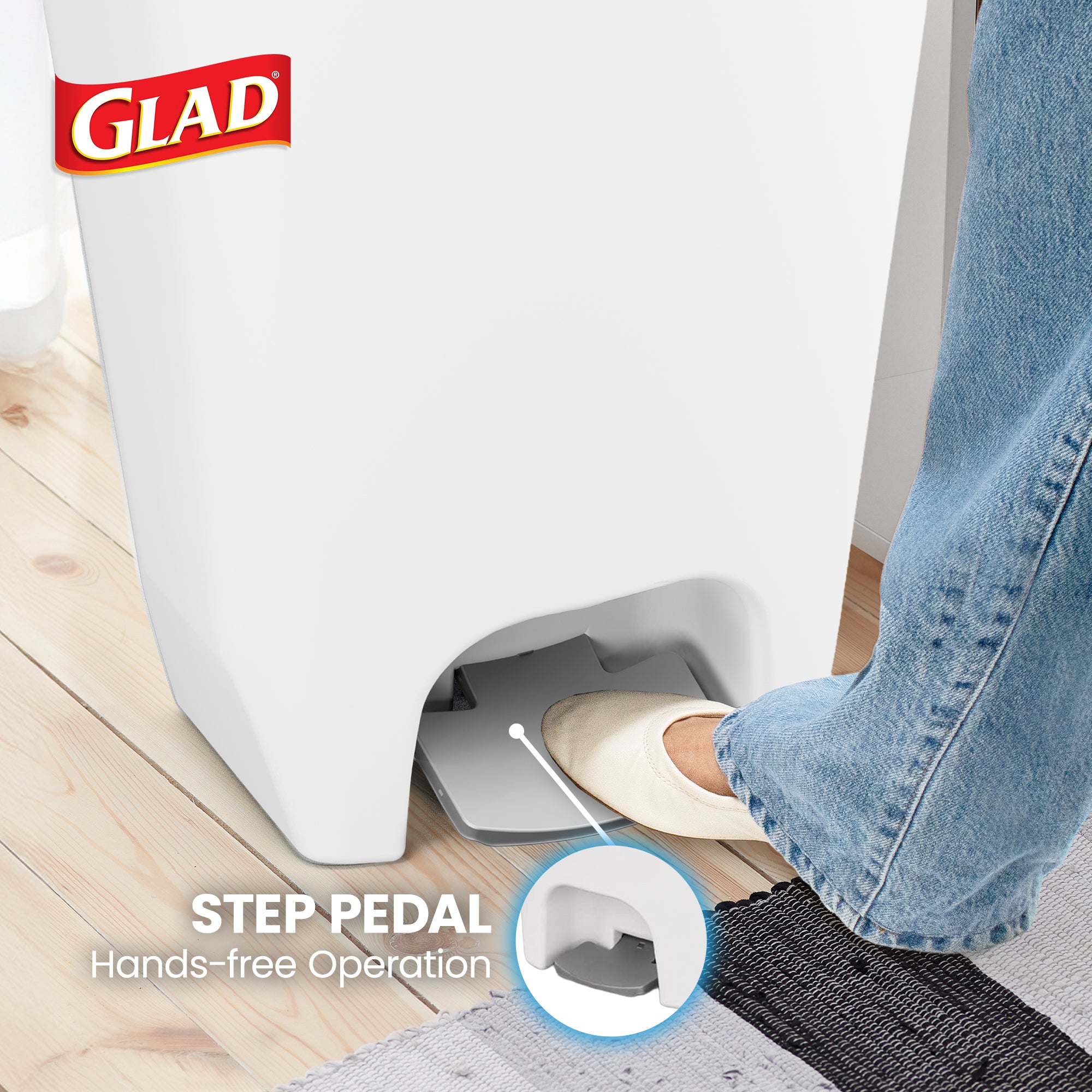 Glad 13 Gal Trash Can with Step Pedal and Odor Protection Pack of 2 (Open Box) - VMInnovations