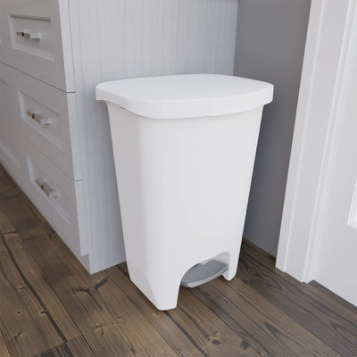 Glad 13 Gal Trash Can with Step Pedal and Odor Protection, White, Pack of 2 (Used) - VMInnovations