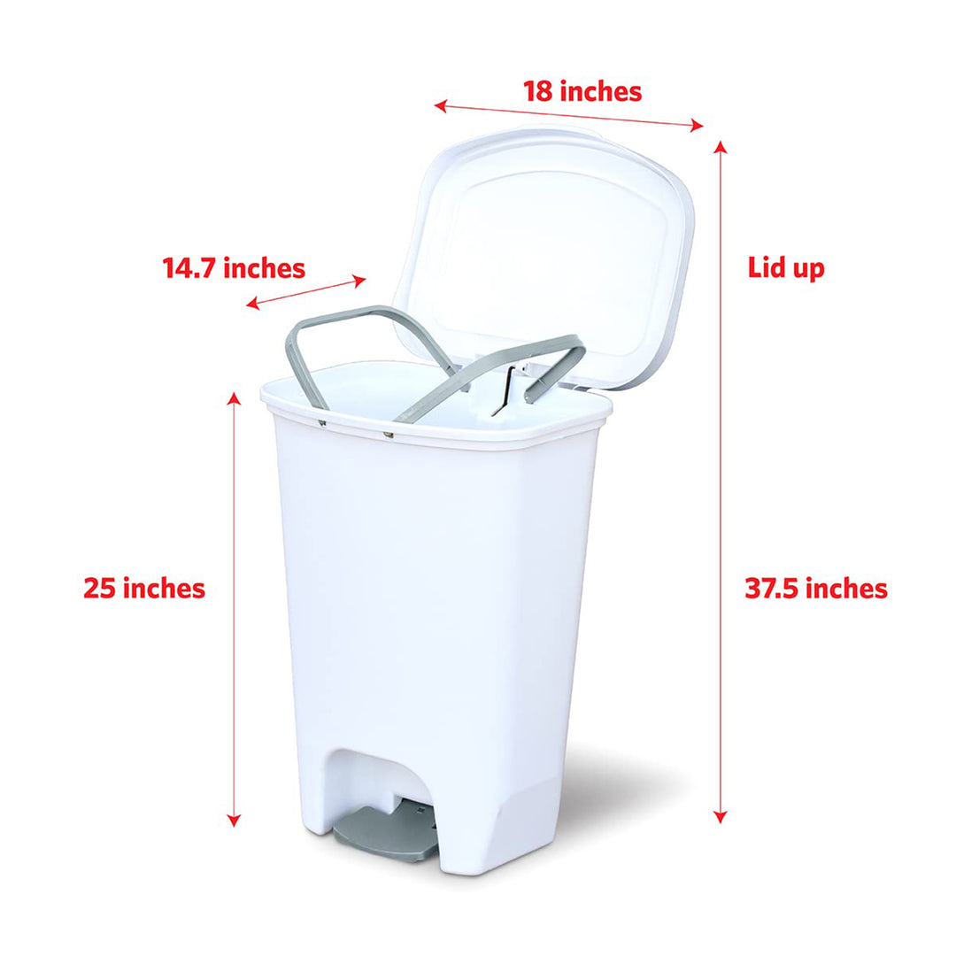 Glad Kitchen Trash Can with Lid and Garbage Bag Rings, 13 Gal, White, 2 Pack