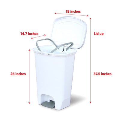 Glad Kitchen Trash Can with Lid and Garbage Bag Rings, 13 Gal, White, 2 Pack - VMInnovations