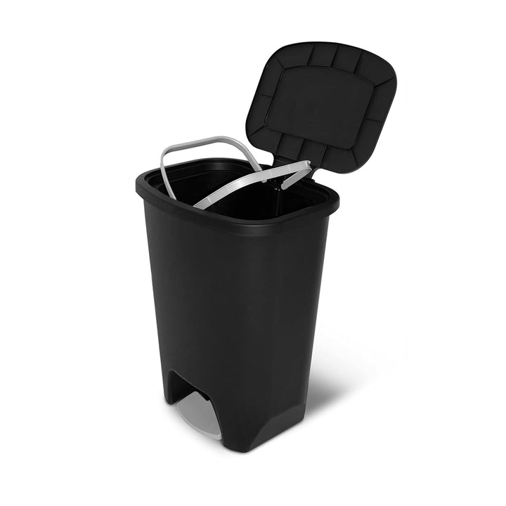 Glad Kitchen Trash Can with Lid, Foot Pedal and Garbage Bag Rings, 20 Gal, Black