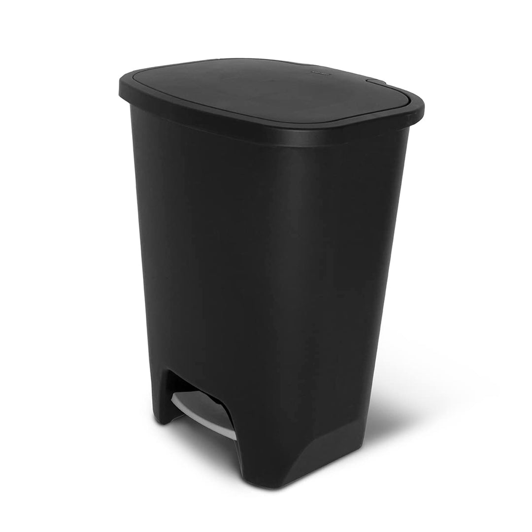 Glad Kitchen Trash Can with Lid, Foot Pedal and Garbage Bag Rings, 20 Gal, Black