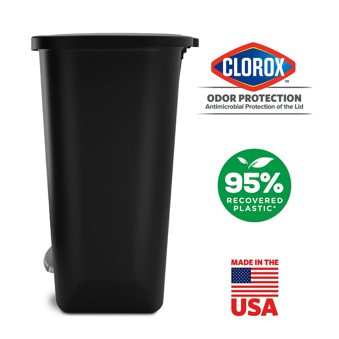 Glad Kitchen Trash Can with Lid and Garbage Bag Rings, 20 Gal, Black, 2 Pack