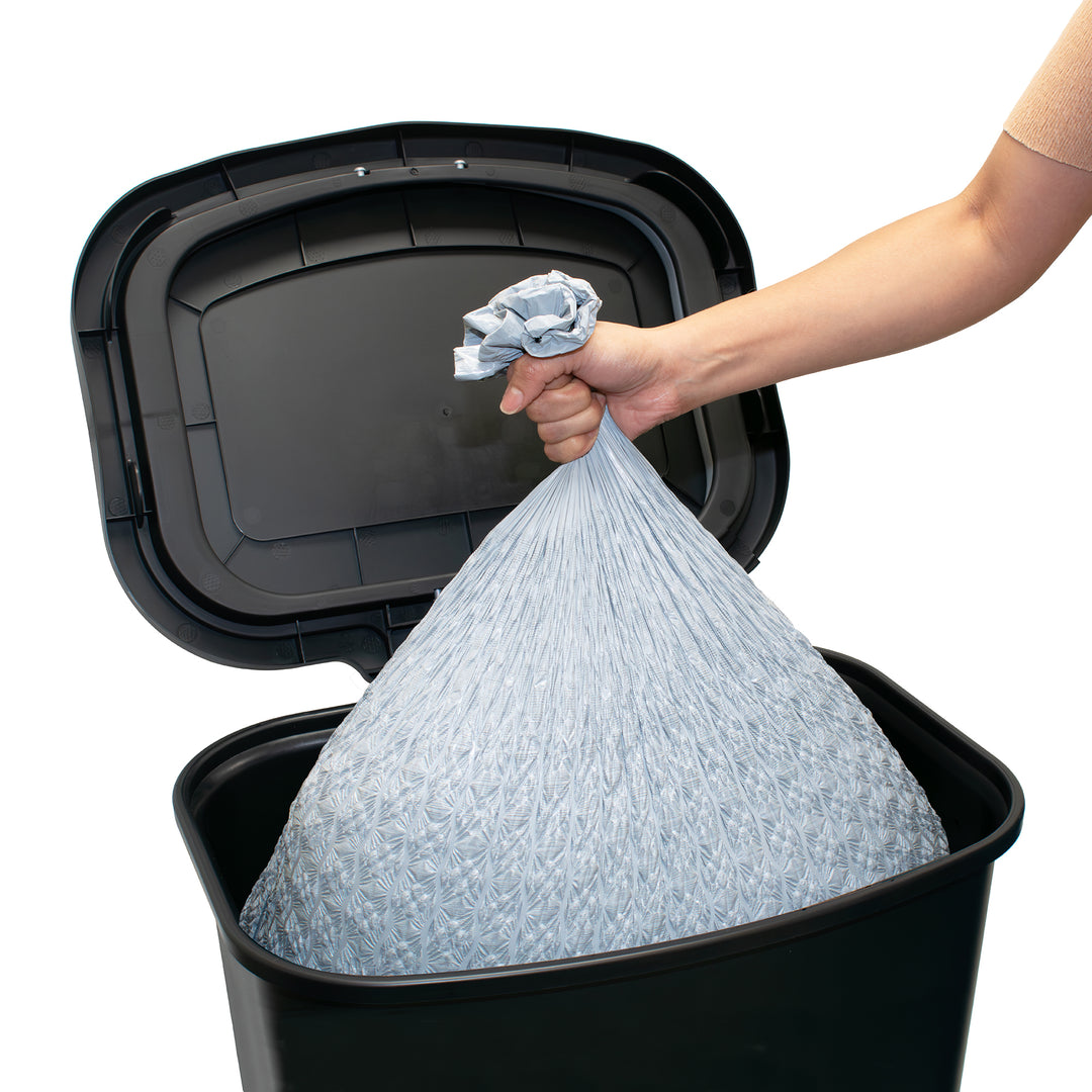 Glad Trash Can with Lid, Stainless Foot Pedal & Garbage Bag Rings, 20 Gal, Black