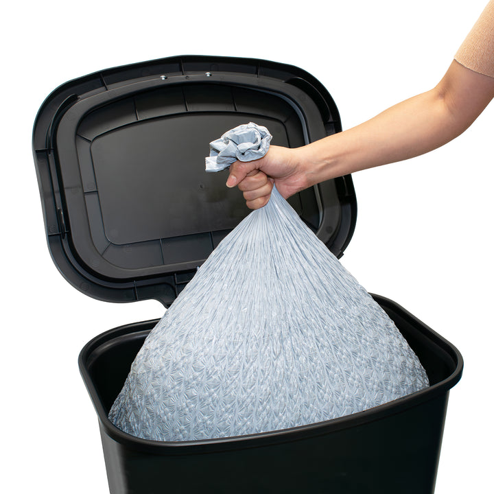 Glad Trash Can with Lid, Stainless Foot Pedal & Garbage Bag Rings, 20 Gal, Black