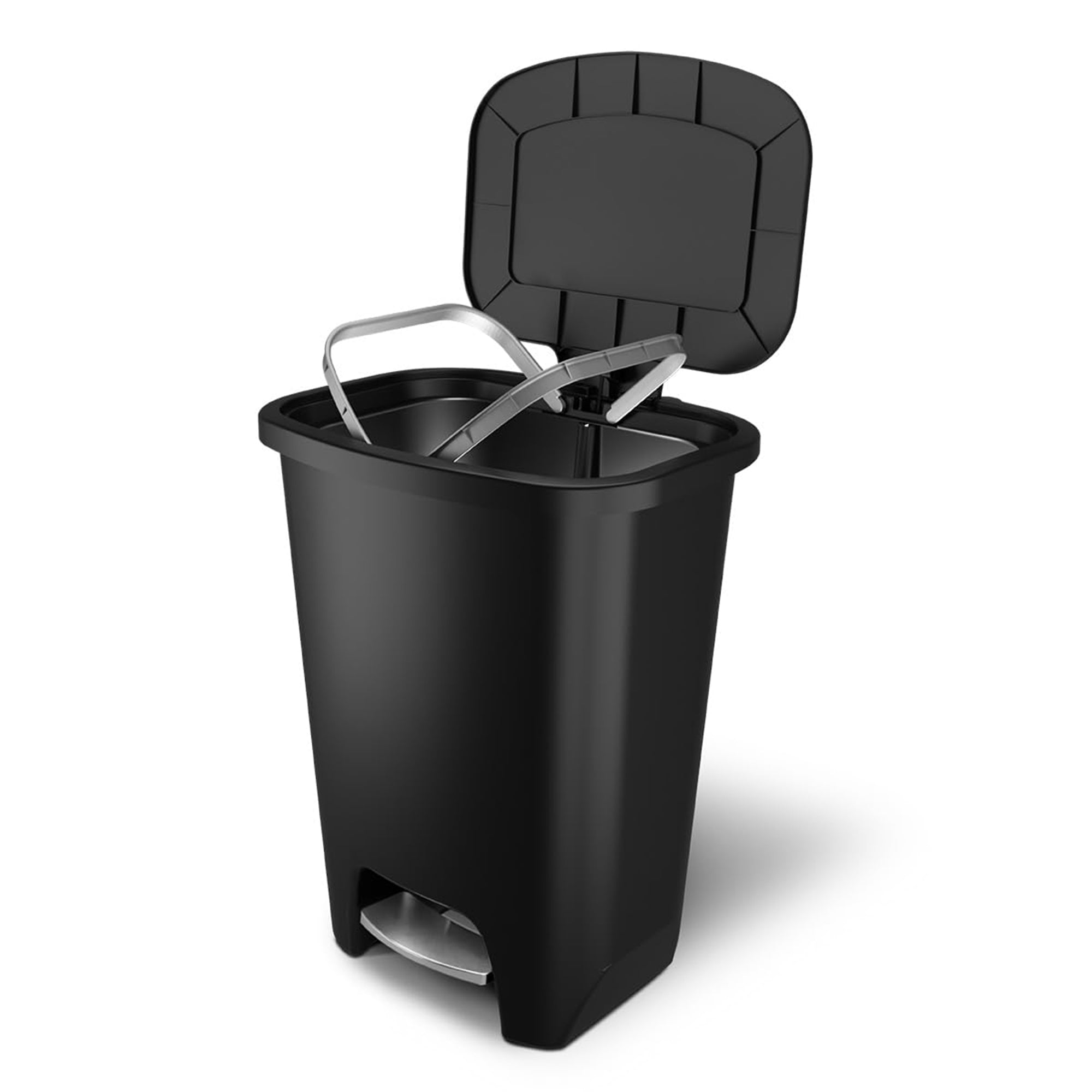 Glad Trash Can with Lid, Stainless Foot Pedal & Garbage Bag Rings, 20 Gal (Used)