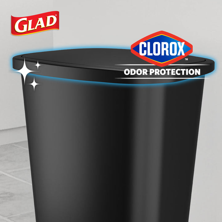 Glad Trash Can with Lid, Stainless Foot Pedal & Garbage Bag Rings, 20 Gal, Black