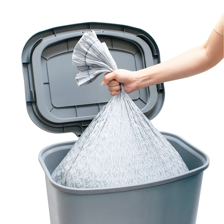 Glad Kitchen Trash Can with Lid, Foot Pedal and Garbage Bag Rings, 20 Gal, Grey