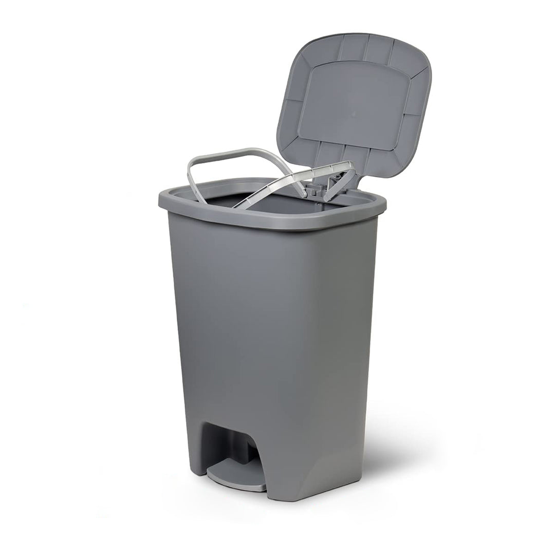 Glad Kitchen Trash Can with Lid, Foot Pedal and Garbage Bag Rings, 20 Gal, Grey