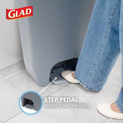 Glad Kitchen Trash Can with Lid, Foot Pedal and Garbage Bag Rings (Used)