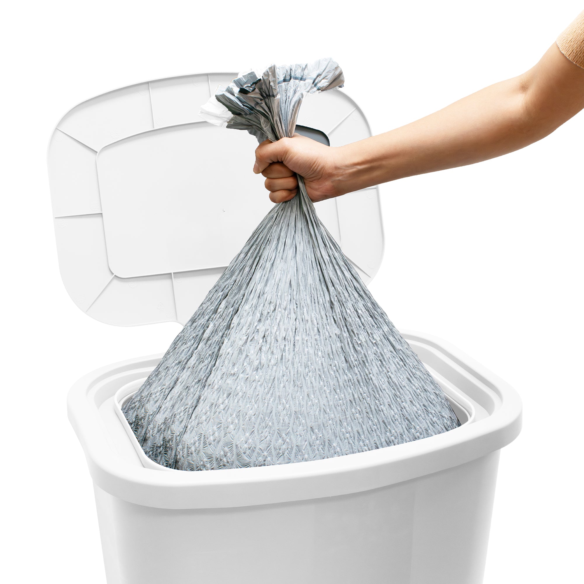 Glad Kitchen Trash Can with Lid, Foot Pedal and Garbage Bag Rings, 20 Gal, White - VMInnovations
