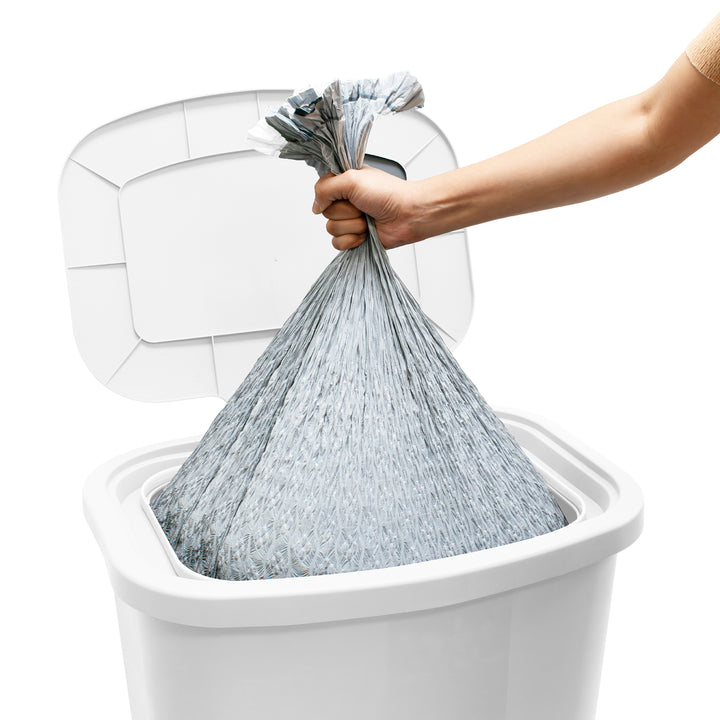 Glad Kitchen Trash Can with Lid, Foot Pedal and Garbage Bag Rings, 20 Gal, White