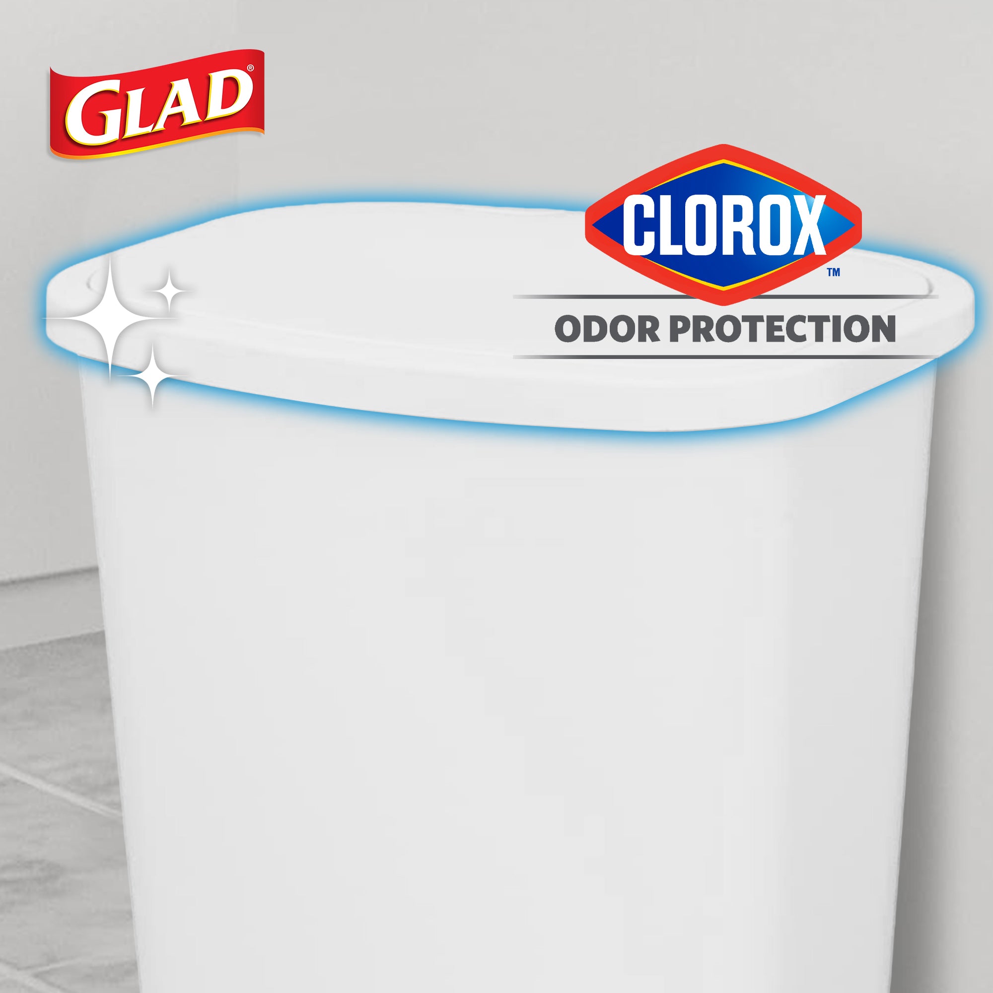 Glad Kitchen Trash Can with Lid, Foot Pedal and Garbage Bag Rings, 20 Gal, White - VMInnovations