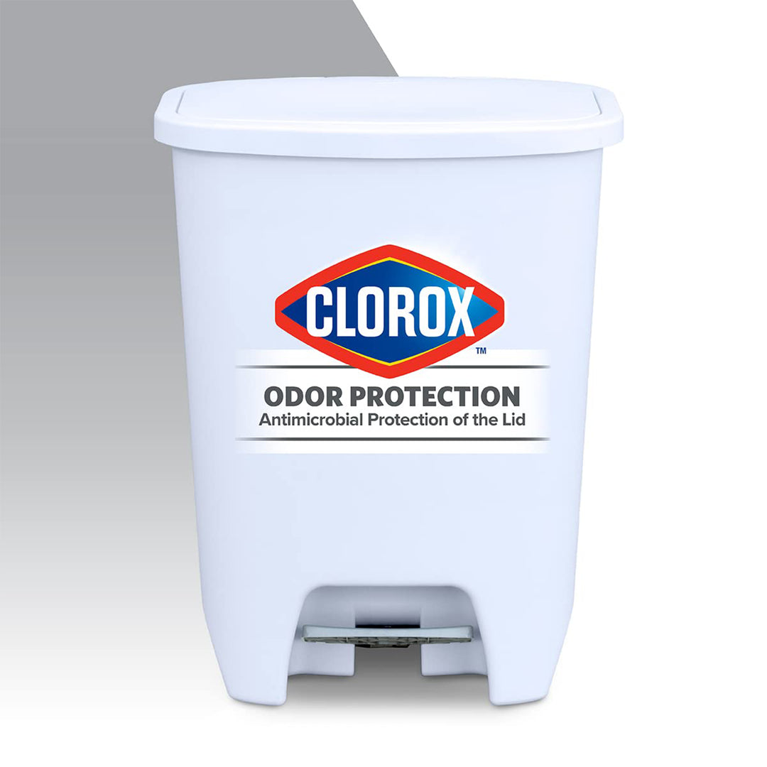 Glad Kitchen Trash Can with Lid and Garbage Bag Rings, 20 Gal, White, 4 Pack