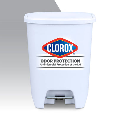 Glad Trash Can w/Lid, Foot Pedal & Garbage Bag Rings, 20 Gal, White (Used) - VMInnovations