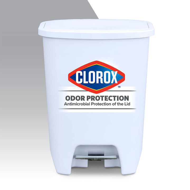 Glad Kitchen Trash Can with Lid and Garbage Bag Rings, 20 Gal, White, 2 Pack