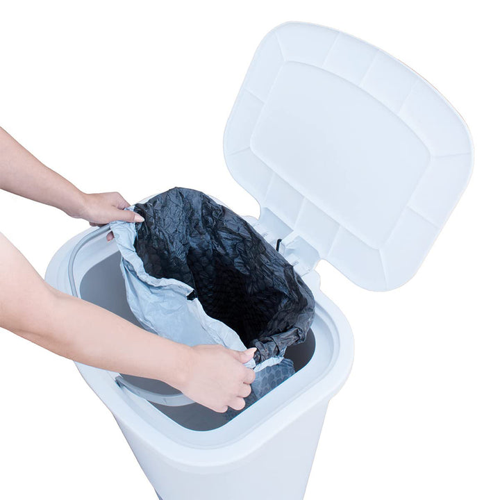 Glad Kitchen Trash Can with Lid and Garbage Bag Rings, 20 Gal, White, 4 Pack