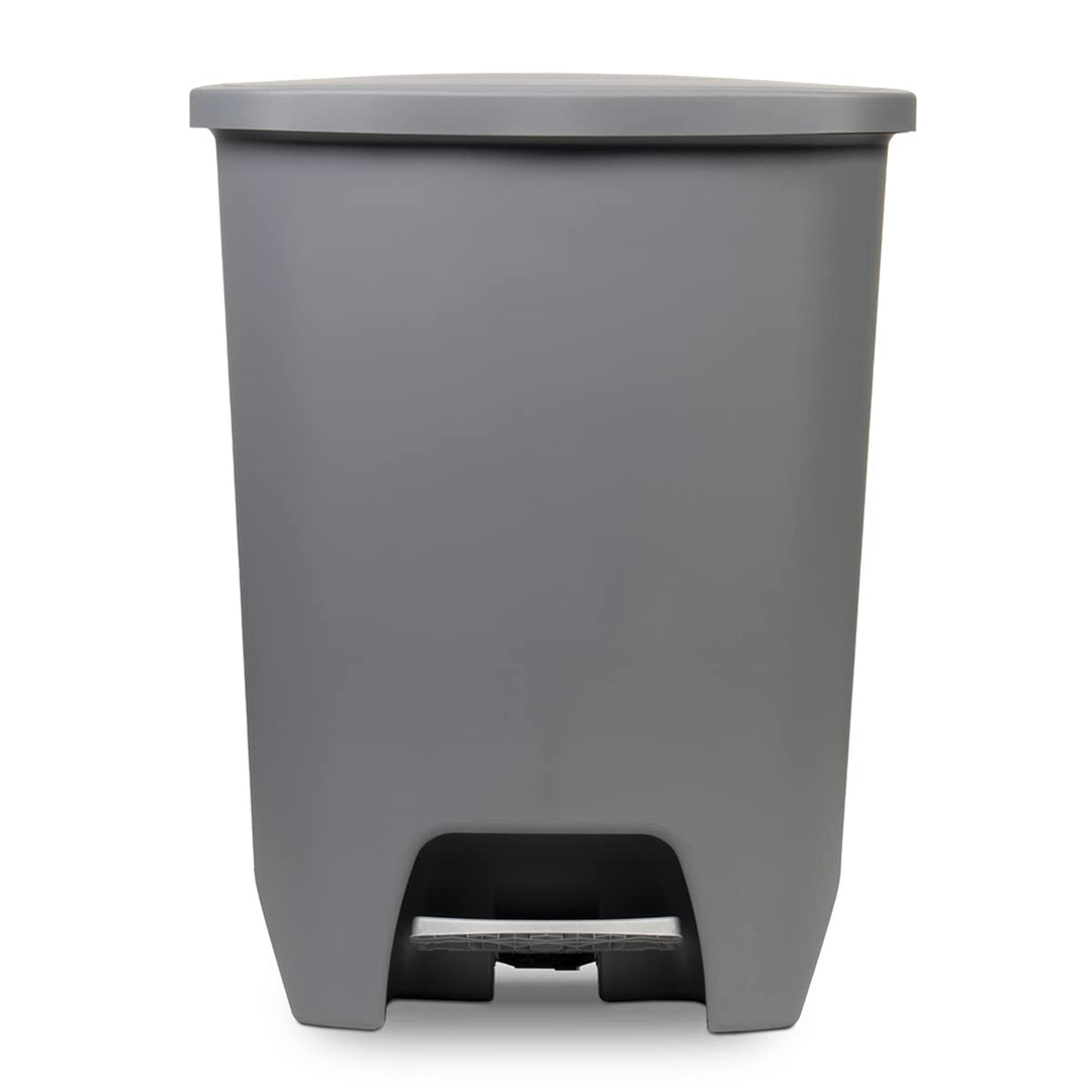 Glad Kitchen Trash Can with Lid, Foot Pedal and Garbage Bag Rings, 20 Gal, Grey