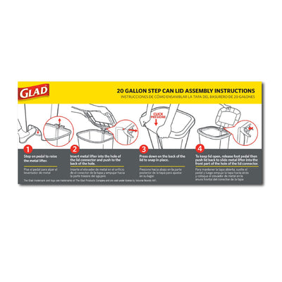 Glad Trash Can w/Lid, Foot Pedal & Garbage Bag Rings, 20 Gal, White (Used)