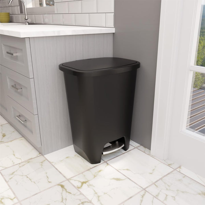 Glad Trash Can w/ Lid, Stainless Foot Pedal & Garbage Bag Rings, 20Gal(Open Box)