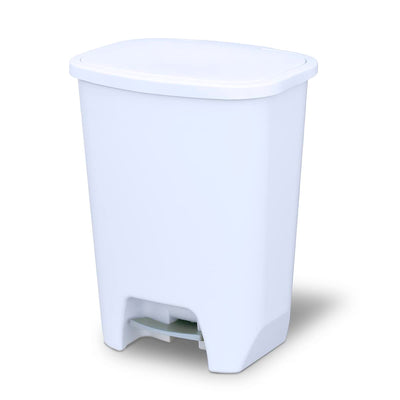 Glad Trash Can w/Lid, Foot Pedal & Garbage Bag Rings, 20 Gal, White (Used) - VMInnovations