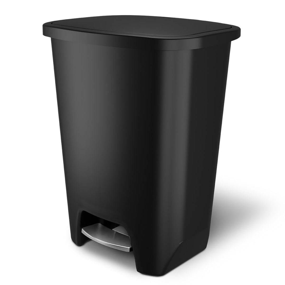 Glad Trash Can w/ Lid, Stainless Foot Pedal & Garbage Bag Rings, 20Gal(Open Box)