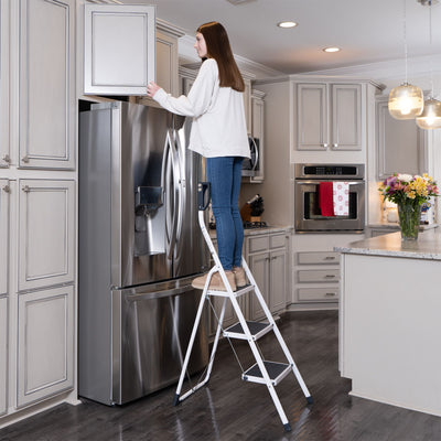 Hailo K75 ComfortLine Step Ladder, 2-Step Foldable Steel Stool for Home Use - VMInnovations